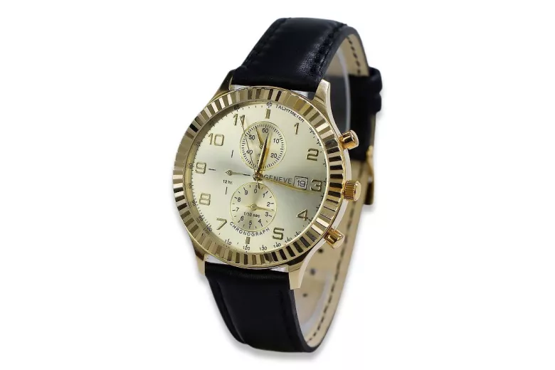 Reloj de oro para hombre Geneve ★ zlotychlopak.pl ★ Pureza de oro 585 333 Precio bajo!