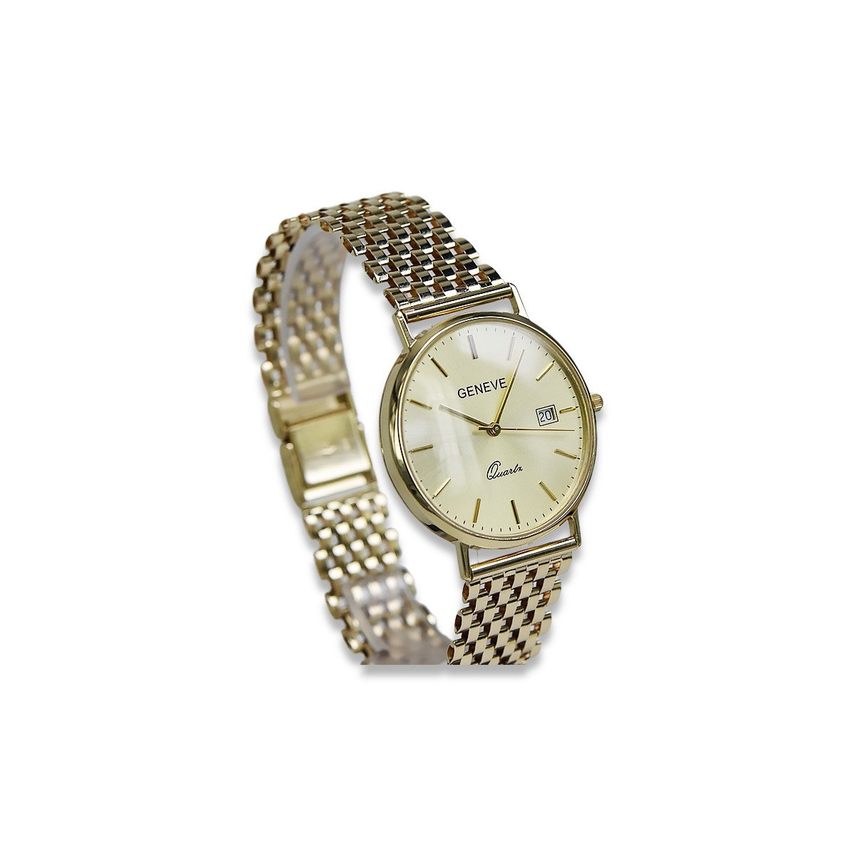 Gold men's watch Geneve ★ zlotychlopak.pl ★ Gold purity 585 333 Low Price!