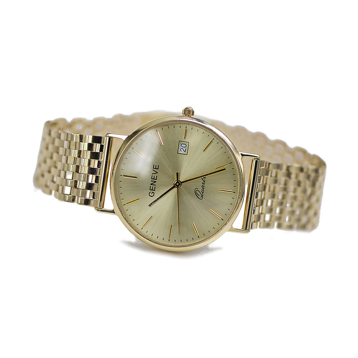 Gold men's watch Geneve ★ zlotychlopak.pl ★ Gold purity 585 333 Low Price!