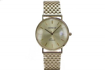 Goldene Herrenuhr Geneve ★ zlotychlopak.pl ★ Gold Reinheit 585 333 Niedriger Preis!