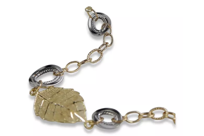 Pulsera Fantasía de Oro Blanco y Amarillo Italiano de 14k cfb001yw