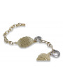 Bracelet Fantaisie en Or Jaune et Blanc Italien 14K, 19 c. cfb001yw