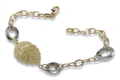 14K Gelb- & Weißgold Fantasie Armband, 19c. cfb001yw