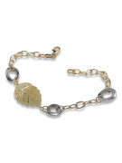 Bracelet Fantaisie en Or Jaune et Blanc Italien 14K, 19 c. cfb001yw