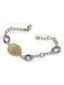 Bracelet Fantaisie en Or Jaune et Blanc Italien 14K, 19 c. cfb001yw