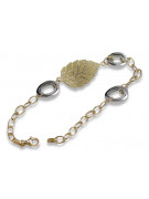 Bracelet Fantaisie en Or Jaune et Blanc Italien 14K, 19 c. cfb001yw