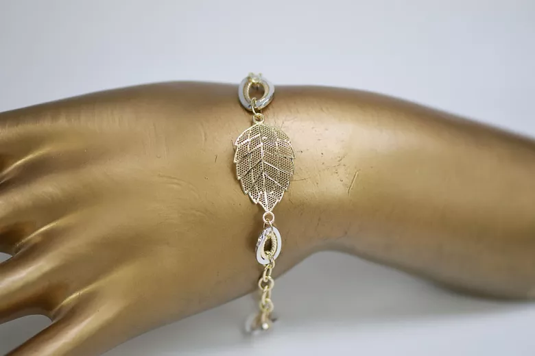 Pulsera Fantasía de Oro Blanco y Amarillo Italiano de 14k cfb001yw