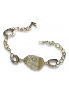 Bracelet Fantaisie en Or Jaune et Blanc Italien 14K, 19 c. cfb001yw