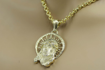 14k 585 Gold Jesus Anhänger & Ankerkette - Exquisiter Schmuck pj008yL&cc003y