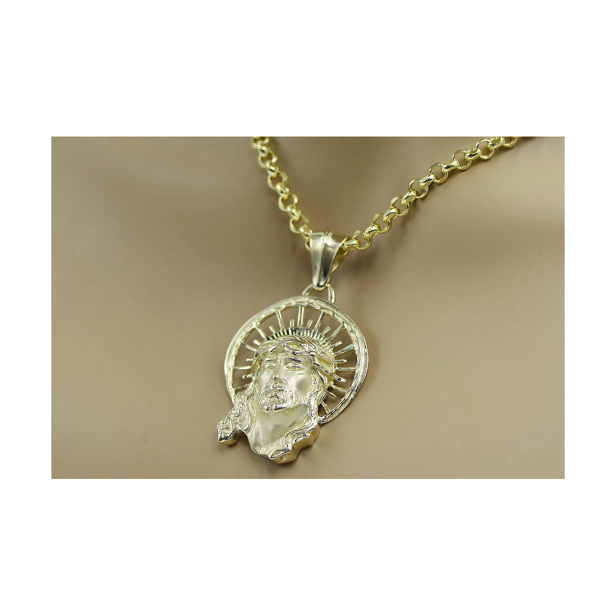 14k 585 Gold Jesus Anhänger & Ankerkette - Exquisiter Schmuck pj008yL&cc003y