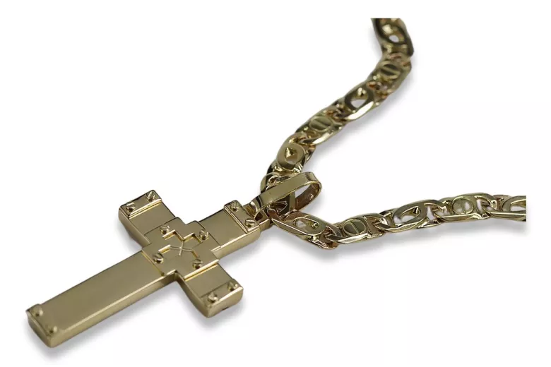 "Golden Italian Elegance 14k Gold Cross Necklace" ctc016yM&cc031y