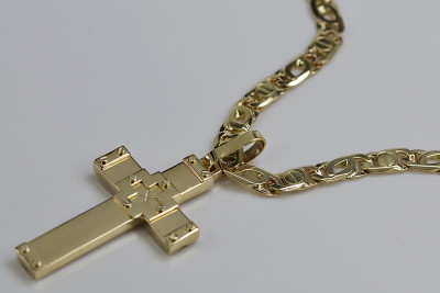 "Golden Italian Elegance 14k Gold Cross Necklace" ctc016yM&cc031y