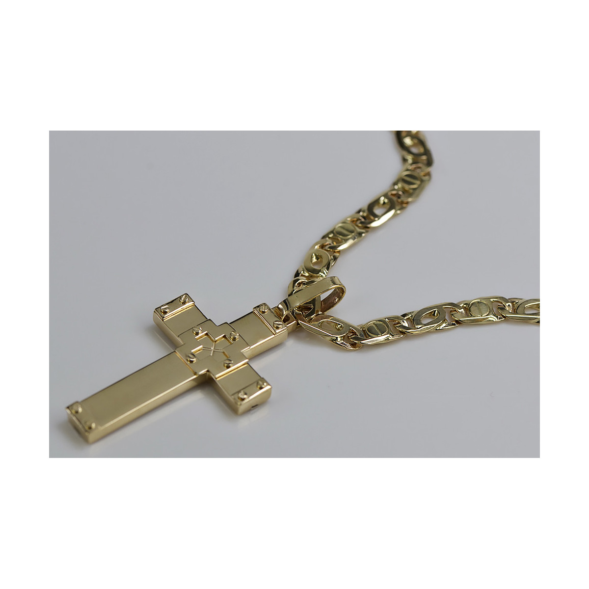 Italienisches Gelbgold Kreuz & Kette - Exquisite Schmuckstücke ctc016yM&cc031y