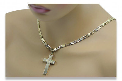 Italienisches Gelbgold Kreuz & Kette - Exquisite Schmuckstücke ctc016yM&cc031y