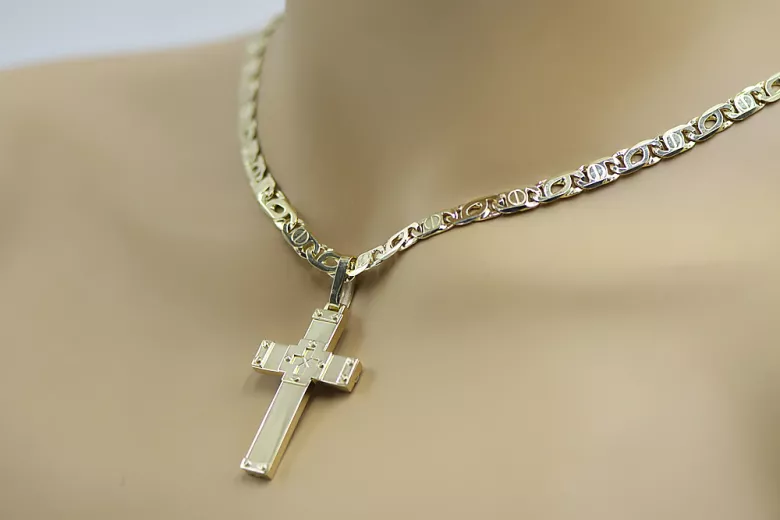 "Golden Italian Elegance 14k Gold Cross Necklace" ctc016yM&cc031y