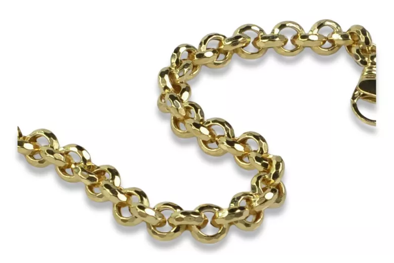 "14K Yellow Gold Anchor Bracelet with Diamond Cut Detail" cb003y