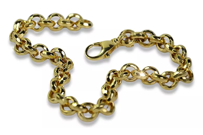 Bracelet en or jaune italien 14 carats avec ancre diamantée cb003y