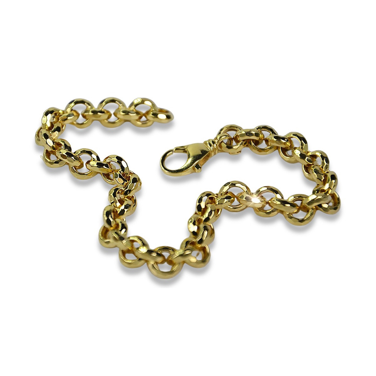 "14K Yellow Gold Anchor Bracelet with Diamond Cut Detail" cb003y