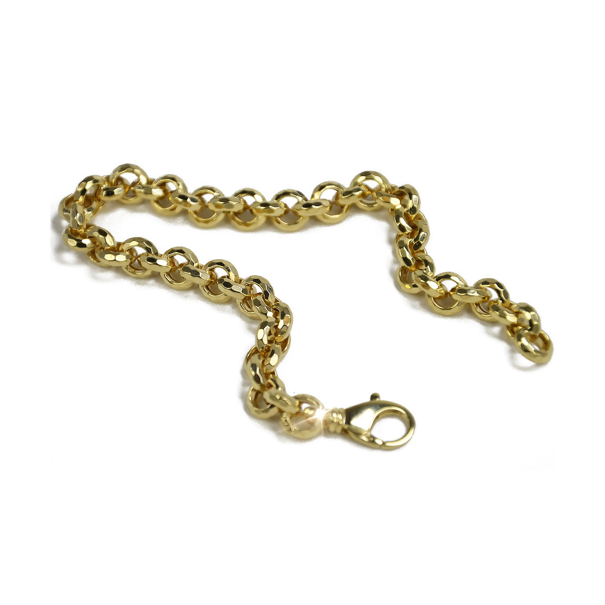 "14K Yellow Gold Anchor Bracelet with Diamond Cut Detail" cb003y