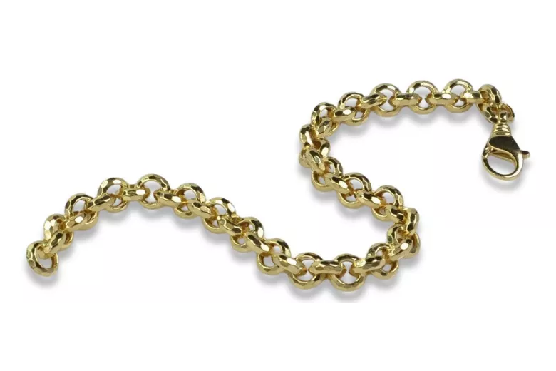 "14K Yellow Gold Anchor Bracelet with Diamond Cut Detail" cb003y