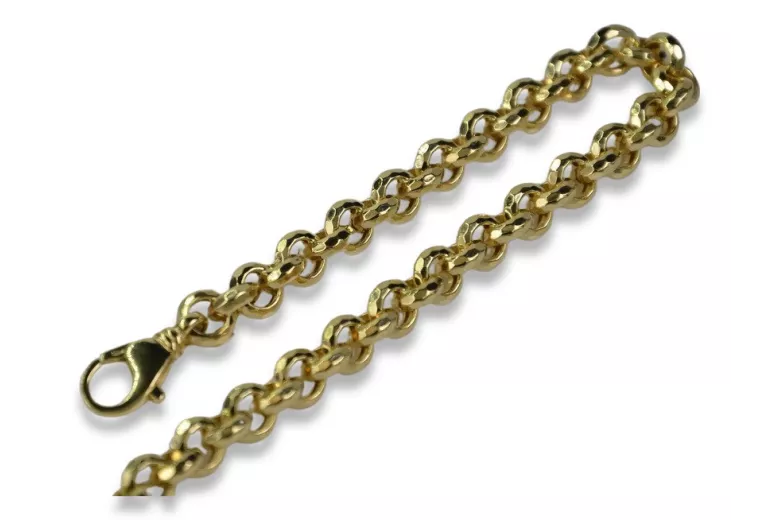 Bracelet en or jaune italien 14 carats avec ancre diamantée cb003y