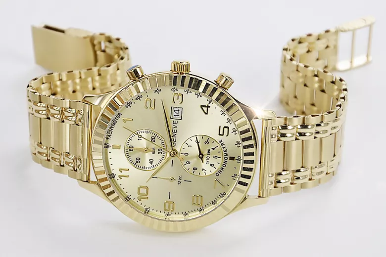 Reloj de oro para hombre Geneve ★ zlotychlopak.pl ★ Pureza de oro 585 333 Precio bajo!