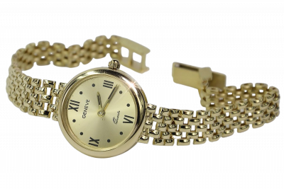 14 Karat Gelbgold Geneve Lady Geschenk Uhr lw013y