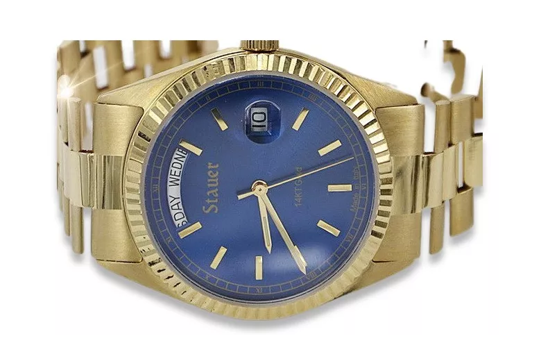 Gold men's watch Geneve ★ zlotychlopak.pl ★ Gold purity 585 333 Low Price!