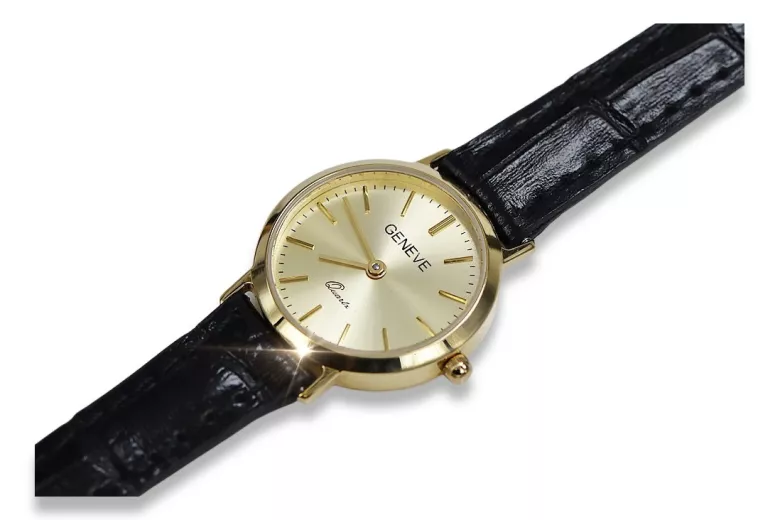 Gold men's watch Geneve ★ zlotychlopak.pl ★ Gold purity 585 333 Low Price!