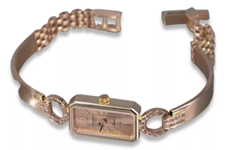 14 Karat Roségold Damen Armbanduhr Geneve Lady Geschenk lw046r