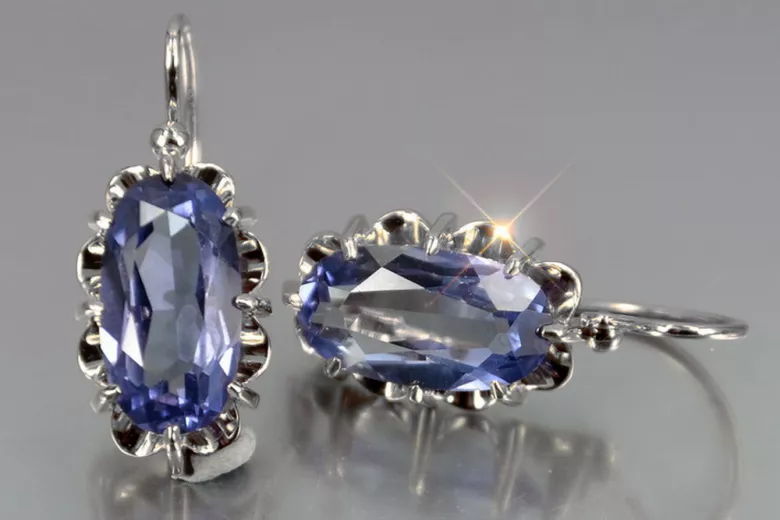 Boucles d'oreilles en argent 925, Rubis, Zircon, Améthyste, Aigue-marine, Émeraude, Topaze bleue, Saphir, Péridot jaune