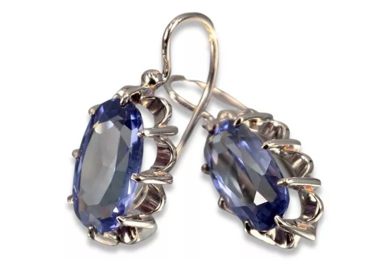 Boucles d'oreilles en argent 925, Rubis, Zircon, Améthyste, Aigue-marine, Émeraude, Topaze bleue, Saphir, Péridot jaune