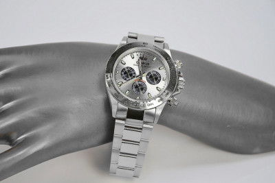 Reloj de muñeca en Geneve de oro blanco italiano de 14 quilates mw014w