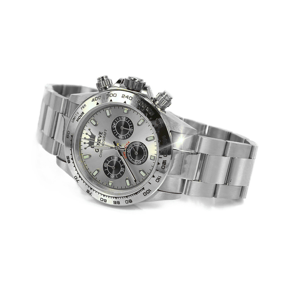 Reloj de muñeca en Geneve de oro blanco italiano de 14 quilates mw014w