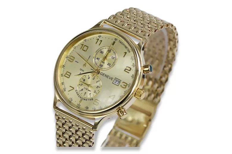 Montre pour homme en or jaune 14k 585 Genève mw005ydy&mbw013y