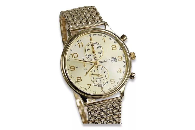 Montre pour homme en or jaune 14k 585 Genève mw005ydy&mbw013y