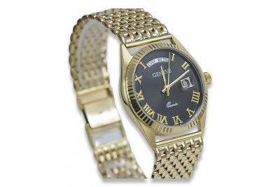 Reloj Geneve de hombre en oro amarillo 14k con esfera negra mw013ydbc&mbw013y