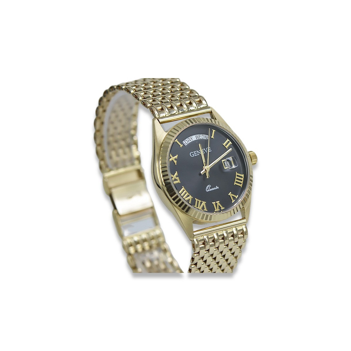 Gold men's watch Geneve ★ zlotychlopak.pl ★ Gold purity 585 333 Low Price!