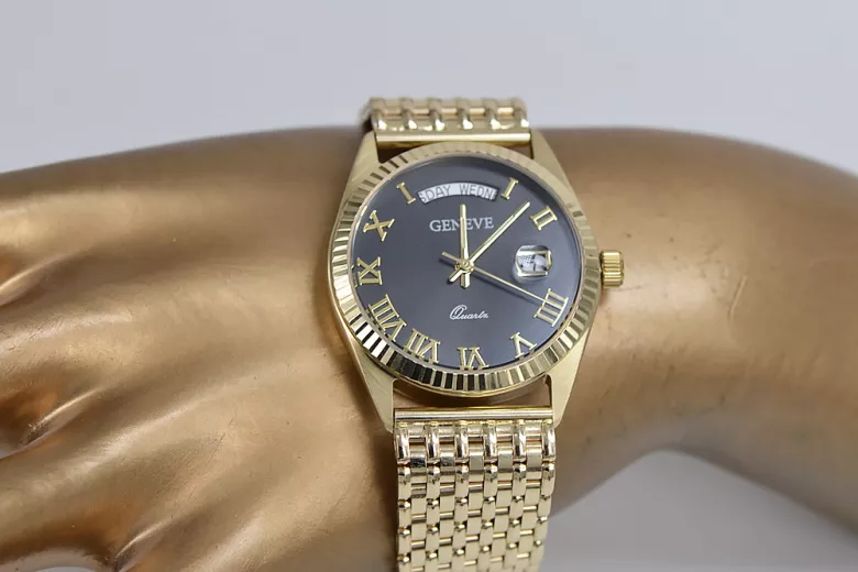 Reloj de oro para hombre Geneve ★ zlotychlopak.pl ★ Pureza de oro 585 333 Precio bajo!