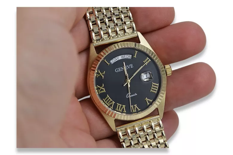 Reloj de oro para hombre Geneve ★ zlotychlopak.pl ★ Pureza de oro 585 333 Precio bajo!