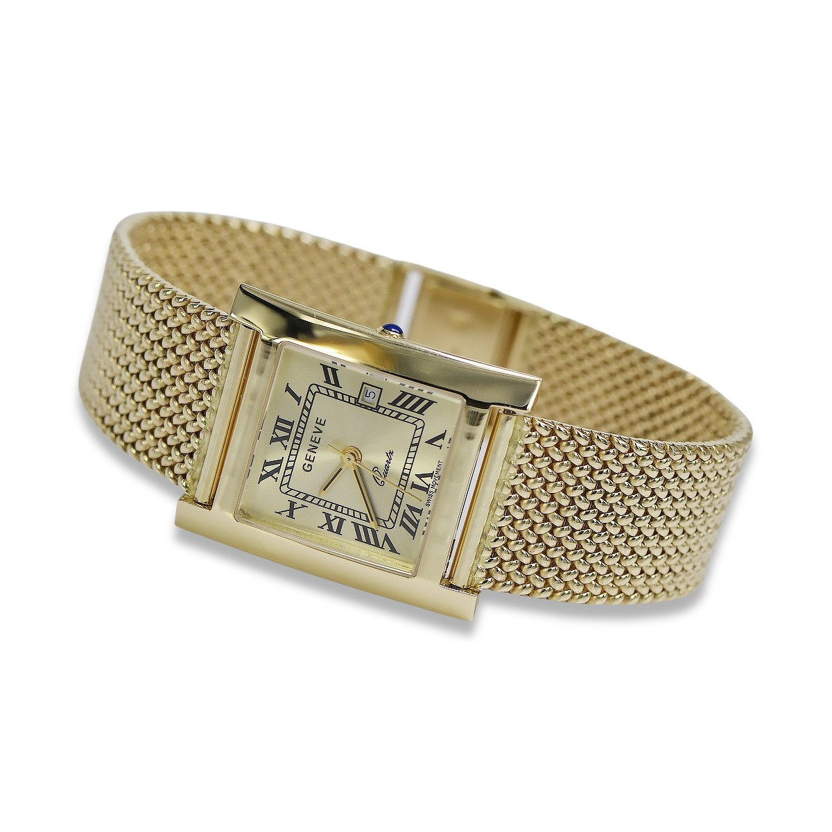 Gold men's watch Geneve ★ zlotychlopak.pl ★ Gold purity 585 333 Low Price!