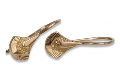 Oryginalne Vintage Kolczyki z Liściem wykonane z 14k różowego złota 585 Bez Kamieni ven112 ven112