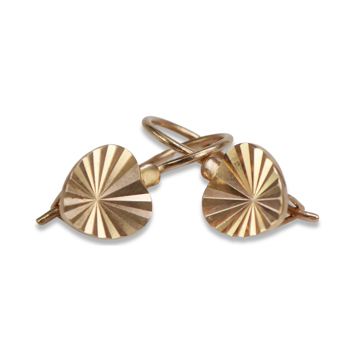 "No Stones Original Vintage 14K Rose Gold Leaf Earrings" ven113 ven113