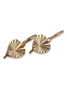 Oryginalne Vintage Kolczyki z Liśćmi w 14k Różowego Złota Bez Kamieni ven113 ven113