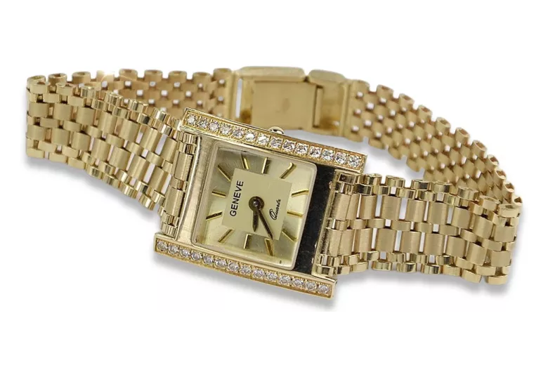 Goldene 14k Damen Armbanduhr Genf lw035y&lbw002y