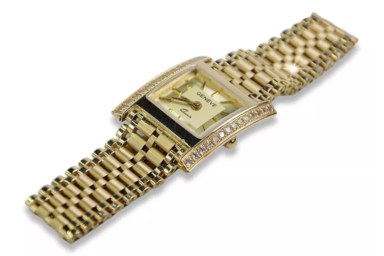 Goldene 14k Damen Armbanduhr Genf lw035y&lbw002y