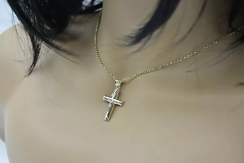 Golden Catholic Cross ★ russiangold.com ★ Gold 585 333 Low price