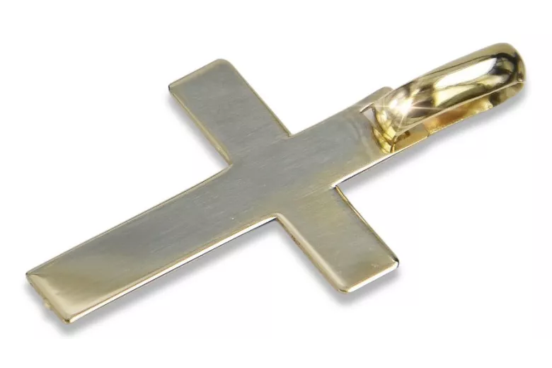 14K Gelb- & Weißgold Katholische Jesus-Kreuz ctc007yw