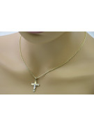 14K Gelb- & Weißgold Katholische Jesus-Kreuz ctc007yw