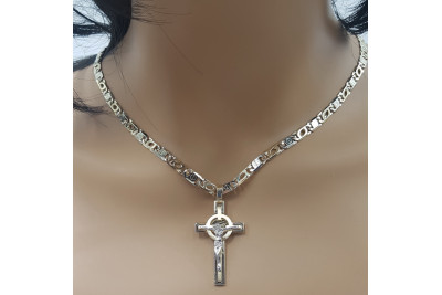 Croix de Jésus Catholique en Or Blanc 14 Carats ctc010w ctc010w